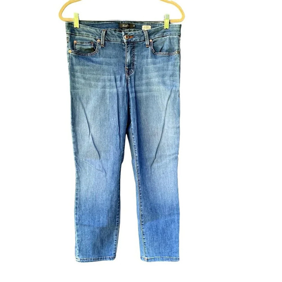 Anthro Level 99 Womens Lily Crop Skinny Straight Leg Mid Rise Med Wash Jeans 30 - Picture 11 of 11